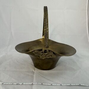 Vintage Brass Gathering Basket Braided Handle Fruit Basket Grape Made In India